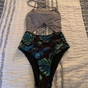 Striped and Leafy One Piece!